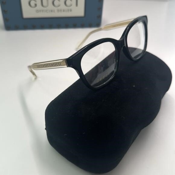 New - Gucci Seasonal Icon GG0566ON Eyeglasses 001 - Crystal - Picture 1 of 12
